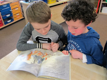 Boys from St.Aidans NS Ballintrillick reading