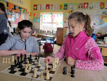 Girls at St. Aidans school Ballintrillick participating in chess